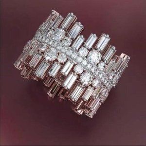 SQUARE 925 STERLING SILVER DIAMOND RING